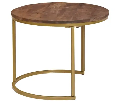 Ligzdojošie Kafijas Galdi 3 Pcs Cieta Mango Koks Un Tērauds Vidaxl