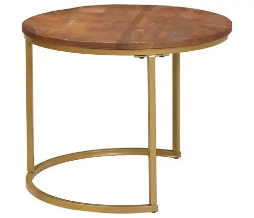 Ligzdojošie Kafijas Galdi 3 Pcs Cieta Mango Koks Un Tērauds Vidaxl