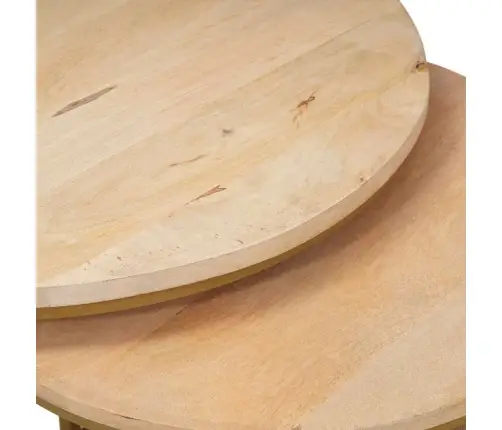 Ligzdojošie Kafijas Galdi 3 Pcs Cieta Mango Koks Un Tērauds Vidaxl