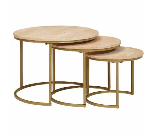 Ligzdojošie Kafijas Galdi 3 Pcs Cieta Mango Koks Un Tērauds Vidaxl