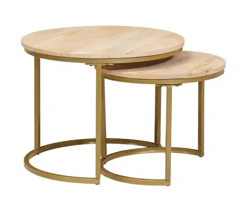 Pesitsevad Kohvilaud 2 Pcs Valge Töödeldud Mangopuit Ja Teras