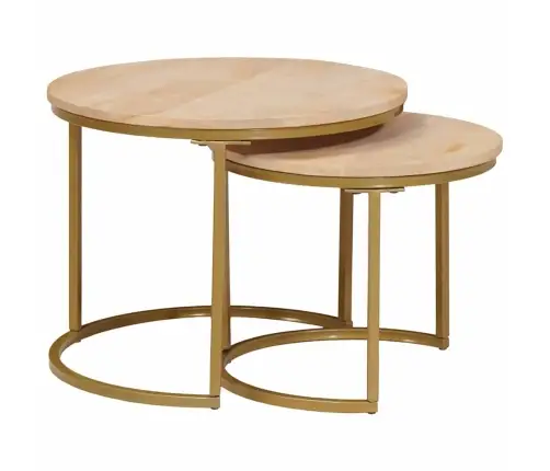 Pesitsevad Kohvilaud 2 Pcs Valge Töödeldud Mangopuit Ja Teras