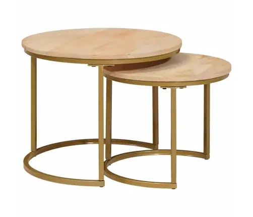 Pesitsevad Kohvilaud 2 Pcs Valge Töödeldud Mangopuit Ja Teras