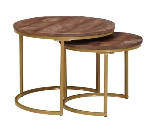 Ligzdojošie Kafijas Galdi 2 Pcs Cieta Mango Koks Un Tērauds Vidaxl