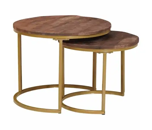 Ligzdojošie Kafijas Galdi 2 Pcs Cieta Mango Koks Un Tērauds Vidaxl