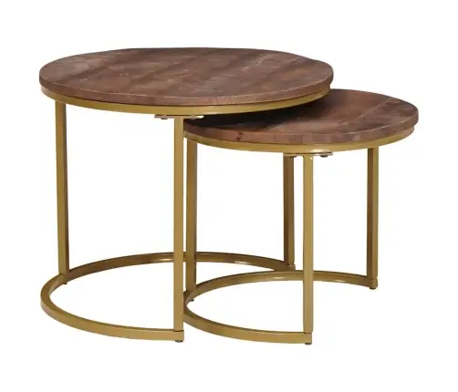 Ligzdojošie Kafijas Galdi 2 Pcs Cieta Mango Koks Un Tērauds Vidaxl