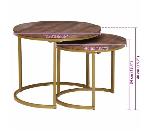 Ligzdojošie Kafijas Galdi 2 Pcs Cieta Mango Koks Un Tērauds Vidaxl