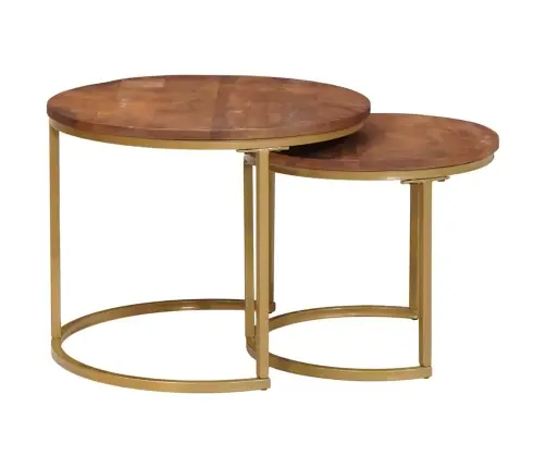 Ligzdojošie Kafijas Galdi 2 Pcs Cieta Mango Koks Un Tērauds Vidaxl