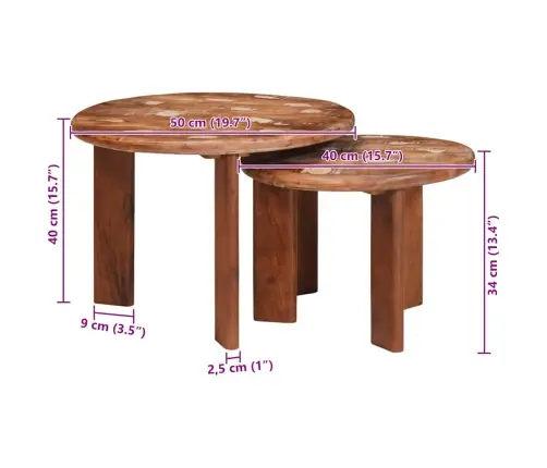 Sudediami Kavos Stalai 2 Pcs Kieta Atnaujinta Mediena