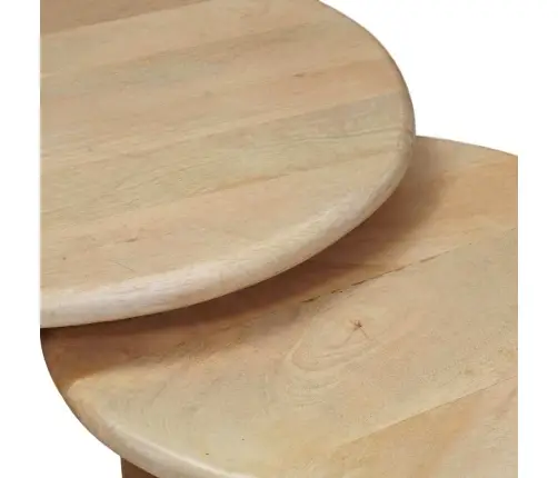 Viens Zem Otra Novietojami Galdi 2 Pcs Melna Cieta Mango Koksne Vidaxl