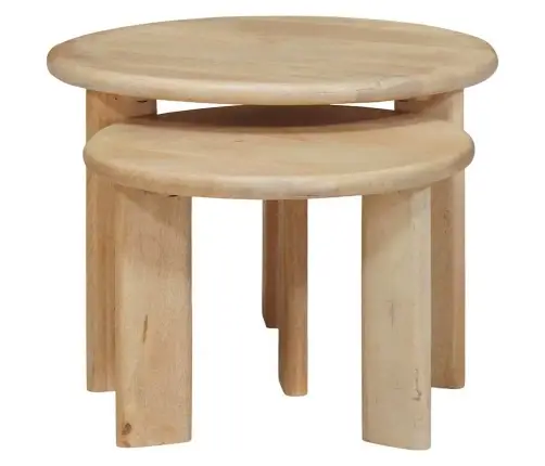 Viens Zem Otra Novietojami Galdi 2 Pcs Melna Cieta Mango Koksne Vidaxl