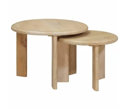 Viens Zem Otra Novietojami Galdi 2 Pcs Melna Cieta Mango Koksne Vidaxl