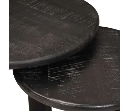 Viens Zem Otra Novietojami Galdi 2 Pcs Balts Cieta Mango Koksne Vidaxl