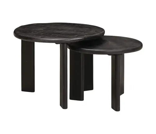 Viens Zem Otra Novietojami Galdi 2 Pcs Balts Cieta Mango Koksne Vidaxl