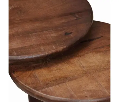 Viens Zem Otra Novietojami Galdi 2 Pcs Cieta Mango Koksne Vidaxl