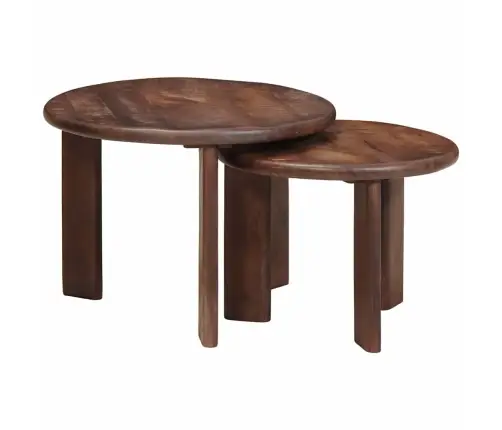 Viens Zem Otra Novietojami Galdi 2 Pcs Cieta Mango Koksne Vidaxl