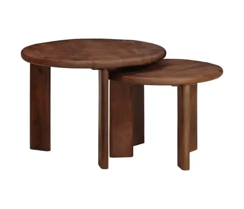 Viens Zem Otra Novietojami Galdi 2 Pcs Cieta Mango Koksne Vidaxl