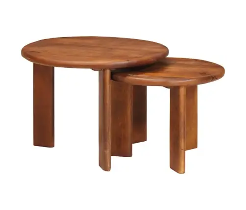 Pesitsevad Kohvilaud 2 Pcs Meepruun Tugev Mango Puu