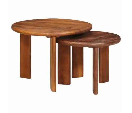 Pesitsevad Kohvilaud 2 Pcs Meepruun Tugev Mango Puu