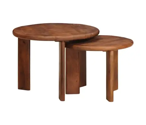 Pesitsevad Kohvilaud 2 Pcs Meepruun Tugev Mango Puu