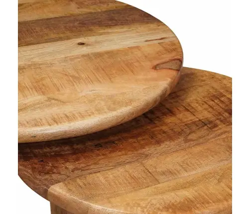 Viens Zem Otra Novietojami Galdi 3 Pcs Brūna Cieta Mango Koksne Vidaxl