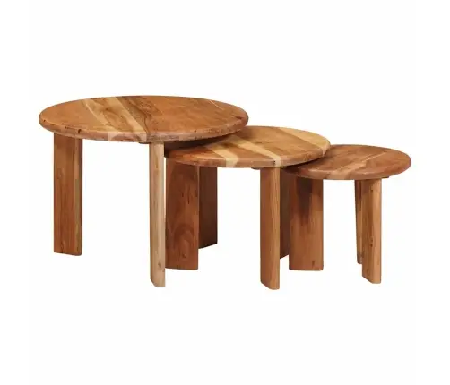 Pesitsevad Kohvilaud 3 Pcs Pruun Tugev Akatsiapuu