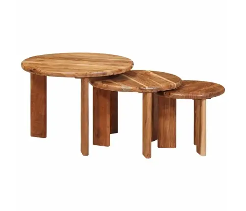 Pesitsevad Kohvilaud 3 Pcs Pruun Tugev Akatsiapuu