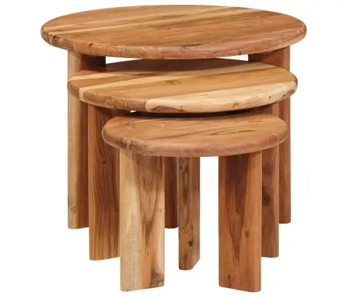 Pesitsevad Kohvilaud 3 Pcs Pruun Tugev Akatsiapuu