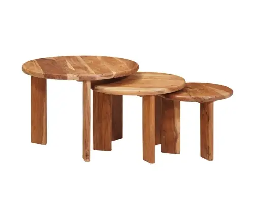 Pesitsevad Kohvilaud 3 Pcs Pruun Tugev Akatsiapuu