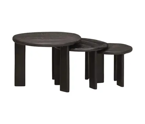 Viens Zem Otra Novietojami Galdi 3 Pcs Balts Cieta Mango Koksne Vidaxl