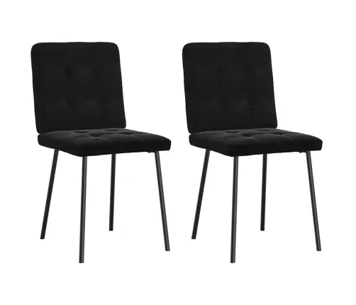 Valgomojo Kėdės, 2Vnt., Juodos Spalvos, Aksomas Valgomojo Kėdės, 2Vnt., Juodos Spalvos, Aksomas
