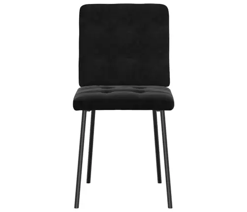 Valgomojo Kėdės, 2Vnt., Juodos Spalvos, Aksomas Valgomojo Kėdės, 2Vnt., Juodos Spalvos, Aksomas