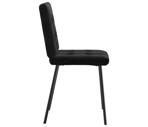 Valgomojo Kėdės, 2Vnt., Juodos Spalvos, Aksomas Valgomojo Kėdės, 2Vnt., Juodos Spalvos, Aksomas