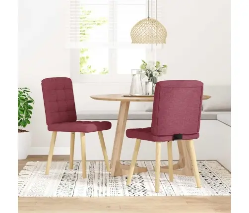 Virtuves Krēsli, 2 Gab., Vīnsarkans Audums Vidaxl