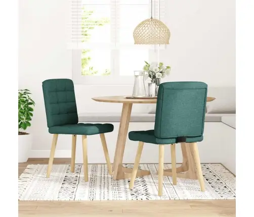 Virtuves Krēsli, 2 Gab., Tumši Zaļš Audums Vidaxl