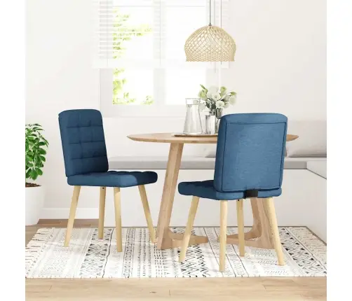 Valgomojo Kėdės, 2Vnt., Mėlynos Spalvos, Audinys Valgomojo Kėdės, 2Vnt., Mėlynos Spalvos, Audinys