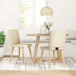 Virtuves Krēsli, 2 Gab., Krēmkrāsas Audums Vidaxl