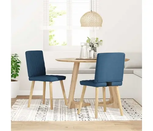 Virtuves Krēsli, 2 Gab., Zils Audums Vidaxl