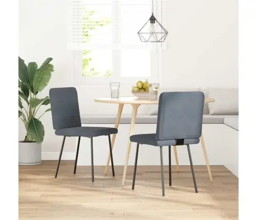 Valgomojo Kėdės, 2Vnt., Tamsiai Pilkos Spalvos, Aksomas