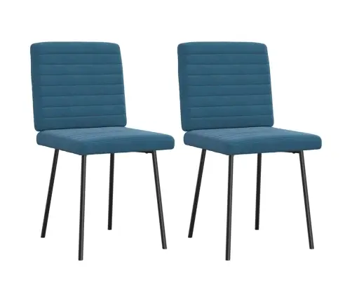 Valgomojo Kėdės, 2Vnt., Mėlynos Spalvos, Aksomas Valgomojo Kėdės, 2Vnt., Mėlynos Spalvos, Aksomas