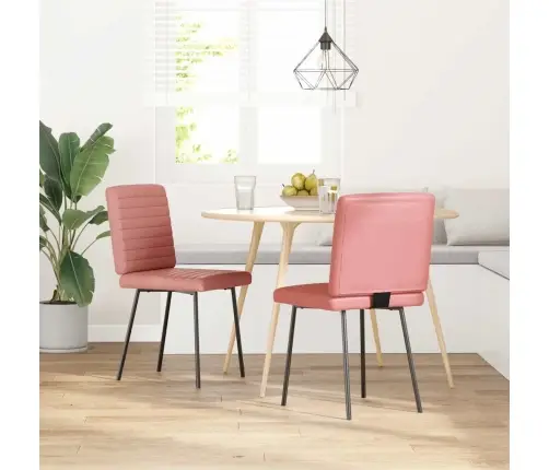 Valgomojo Kėdės, 2Vnt., Rožinės Spalvos, Dirbtinė Oda