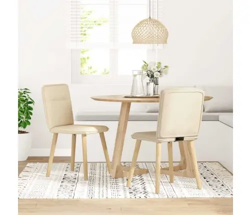 Virtuves Krēsli, 2 Gab., Krēmkrāsas Audums Vidaxl