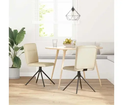 Virtuves Krēsli, 2 Gab., Krēmkrāsas Audums Vidaxl Virtuves Krēsli, 2 Gab., Krēmkrāsas Audums Vidaxl