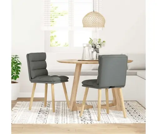 Virtuves Krēsli, 2 Gab., Tumši Pelēks Audums Vidaxl