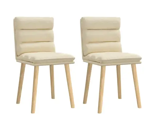 Virtuves Krēsli, 2 Gab., Krēmkrāsas Audums Vidaxl