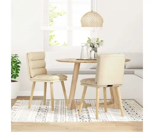 Virtuves Krēsli, 2 Gab., Krēmkrāsas Audums Vidaxl