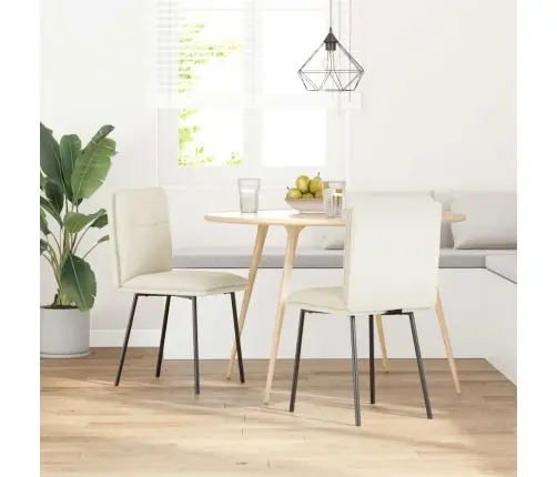 Virtuves Krēsli, 2 Gab., Krēmkrāsas Samts Vidaxl