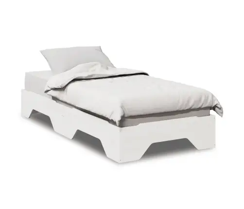 Gultas Rāmis Bez Matrača Saliekams, Balts, 100X200 Cm Masīvkoka Vidaxl