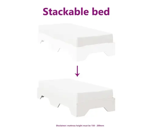 Voodiraam Ilma Madratsita Virnastatav, 90X190 cm Täispuit