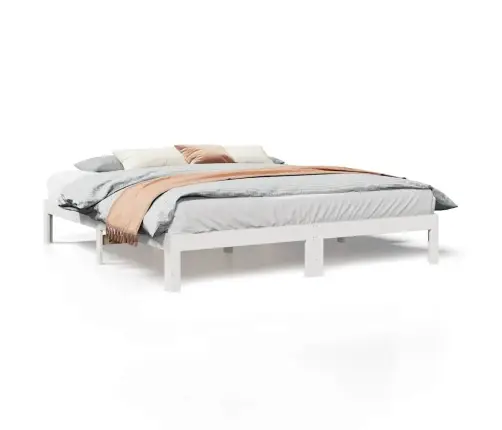 Gulta Bez Matrača, Balts, 160X200 Cm, Priedes Masīvkoks Vidaxl